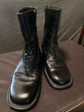 Kenneth Cole Men's Black Leather Mid-Calf Zip Boots